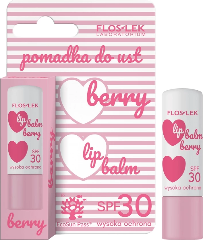 Balsam për buzë Floslek Berry Lip Balm SPF30 për femra, 4g