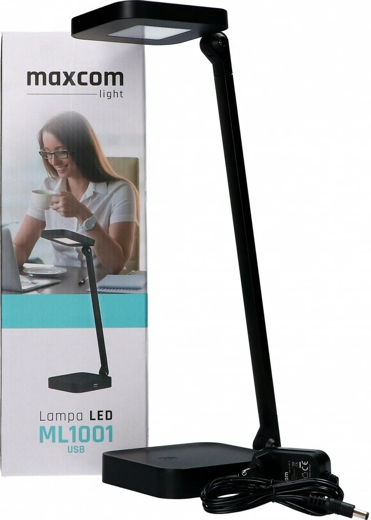 Llambë tavoline LED Maxcom ML 1001 me karikues, e zezë