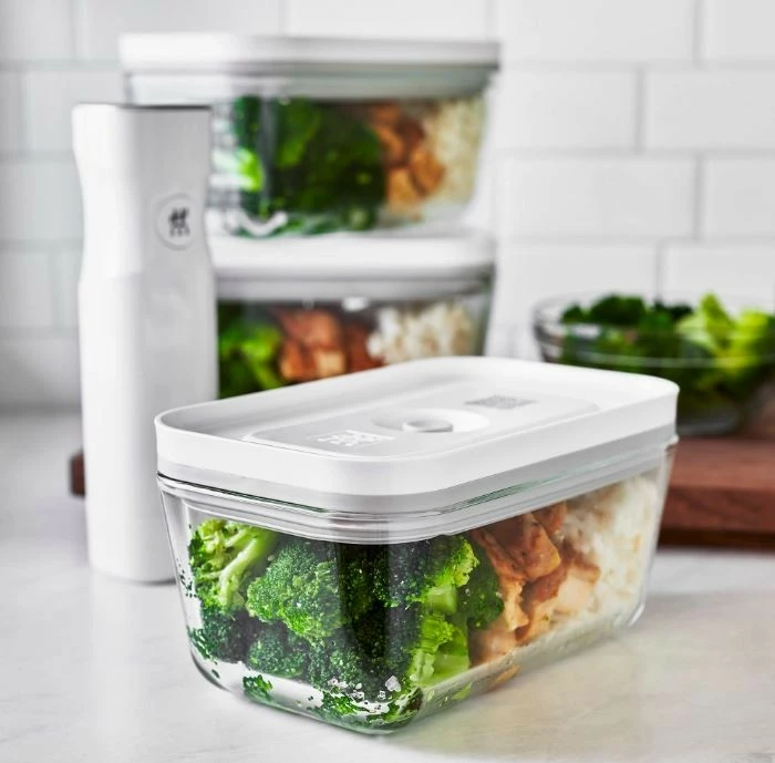 Enë qelqi për ruajtje me vakum, Zwilling Fresh & Save 36803-200-0, 0.95 L, për furrë/mikrovalë/ngrirës, transparente e bardhë