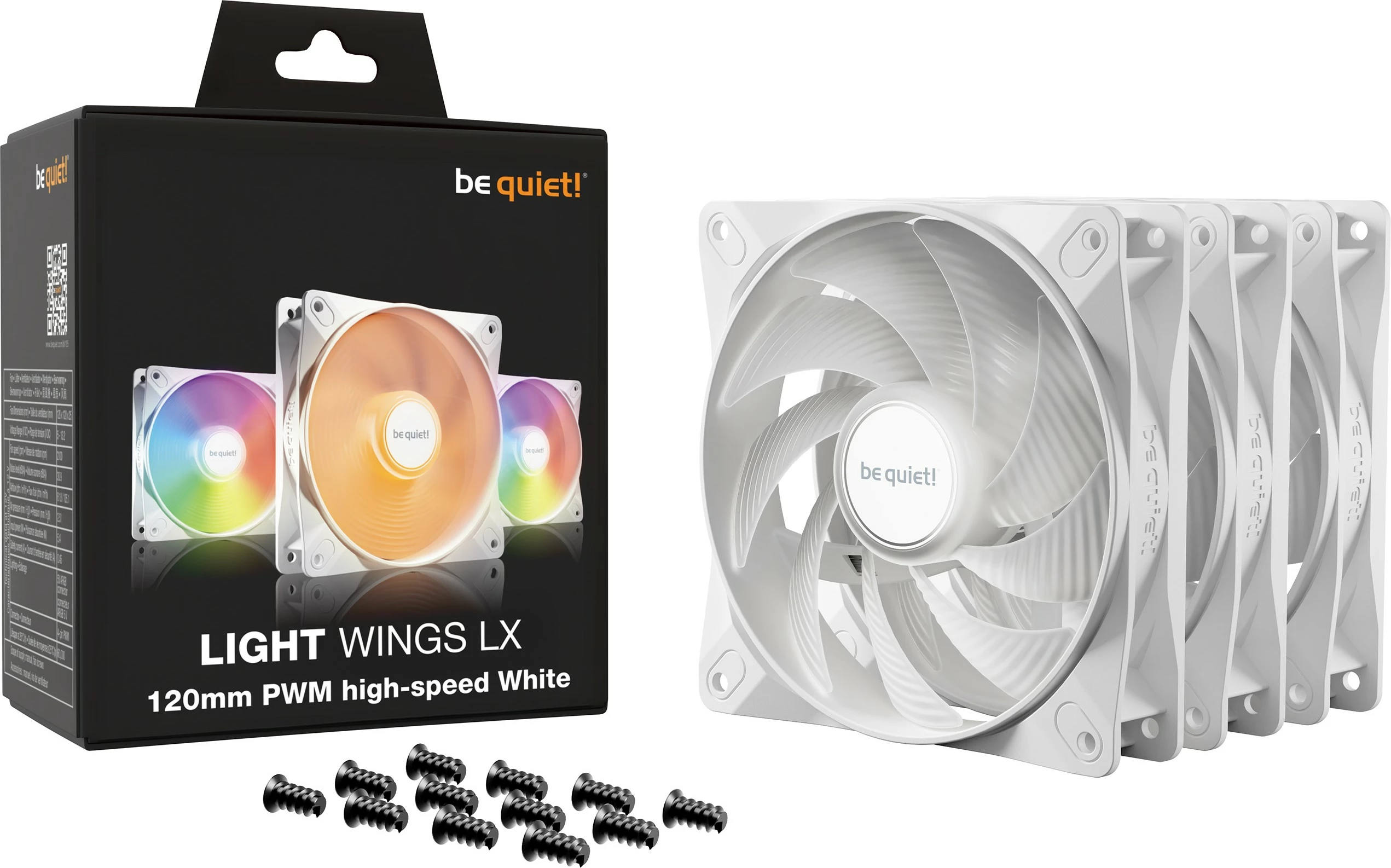 Ventilator Be Quiet! LIGHT WINGS LX PWM, 120mm, Triple-Pack, Bardhë