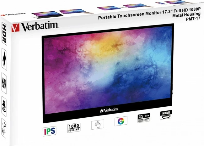Monitor Verbatim 49593, 17.3", Full HD, Touchscreen, i zi