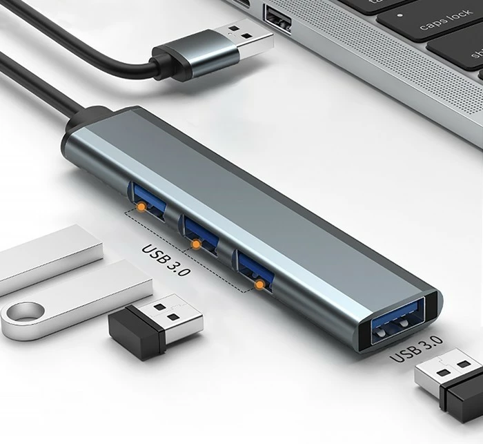 HUB USB 3.0 Qoltec 53791, 4 porte, grafit