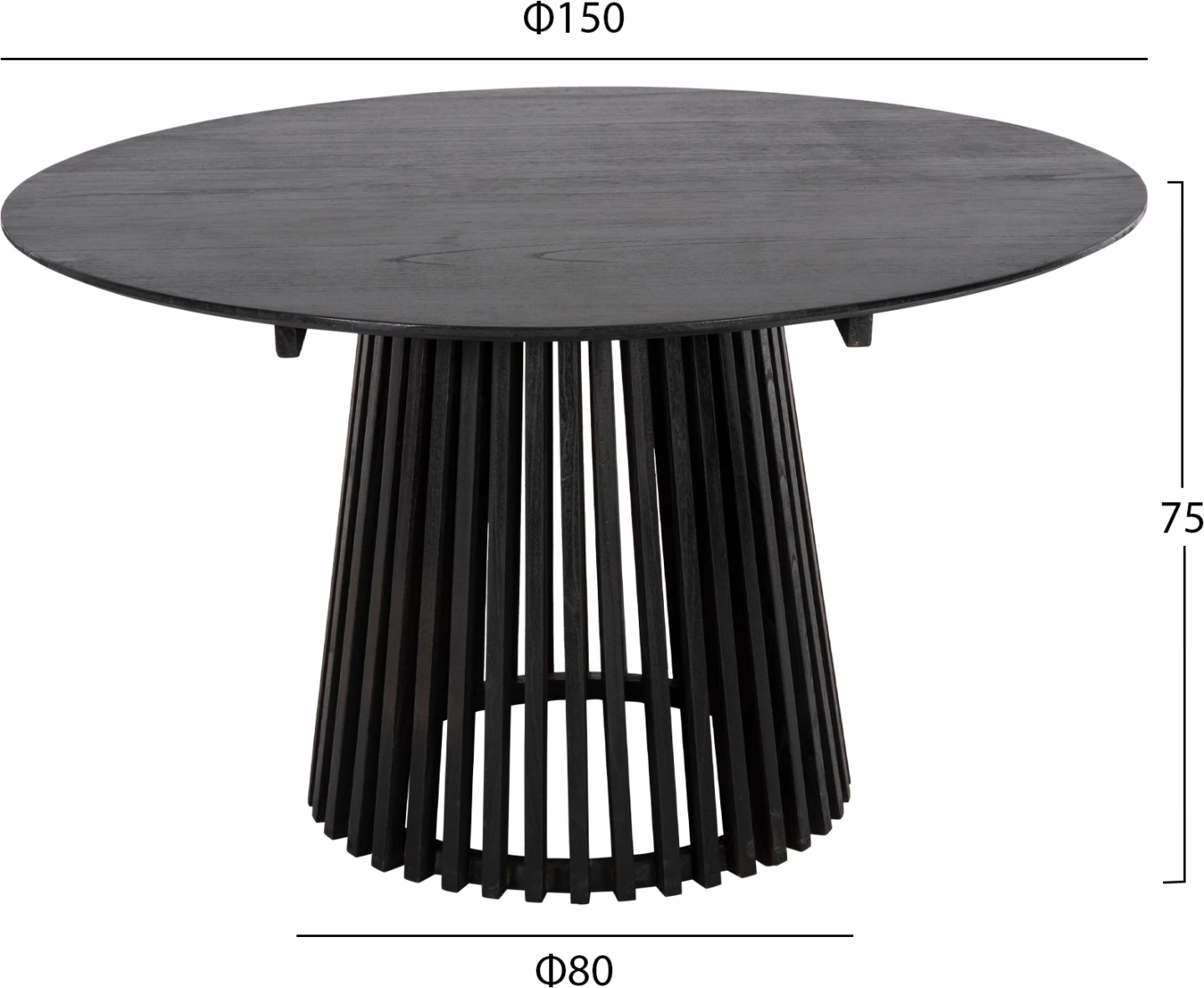 Set tavoline me karrige 5 copë, ABAI FH21077.01, tavolinë e rrumbullakët Φ150cm & 4 karrige, ngjyrë e zezë