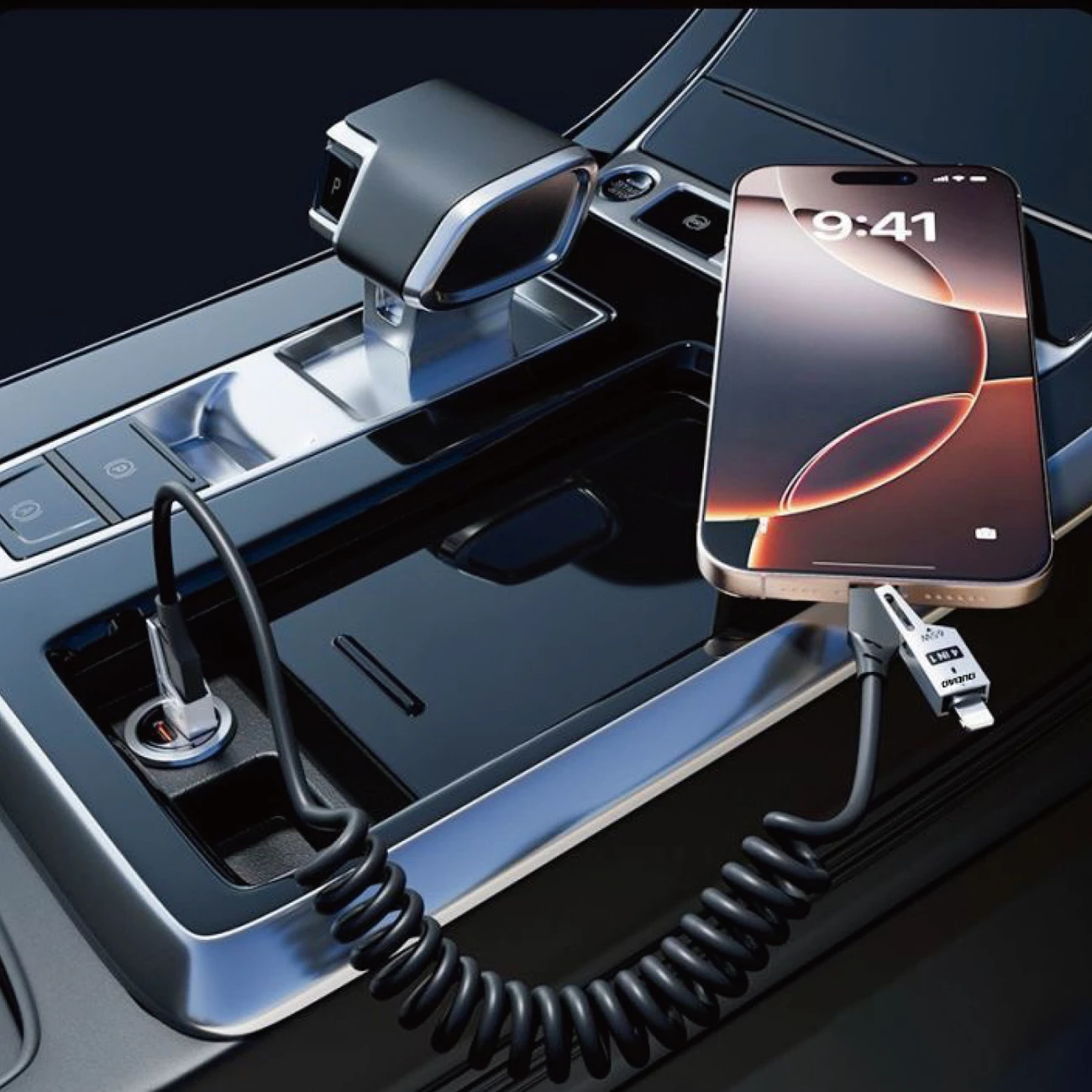 Kabllo 4-në-1 Dudao L20 Pro, 1.5m, 65W, USB-A/USB-C në Lightning/USB-C, e zezë