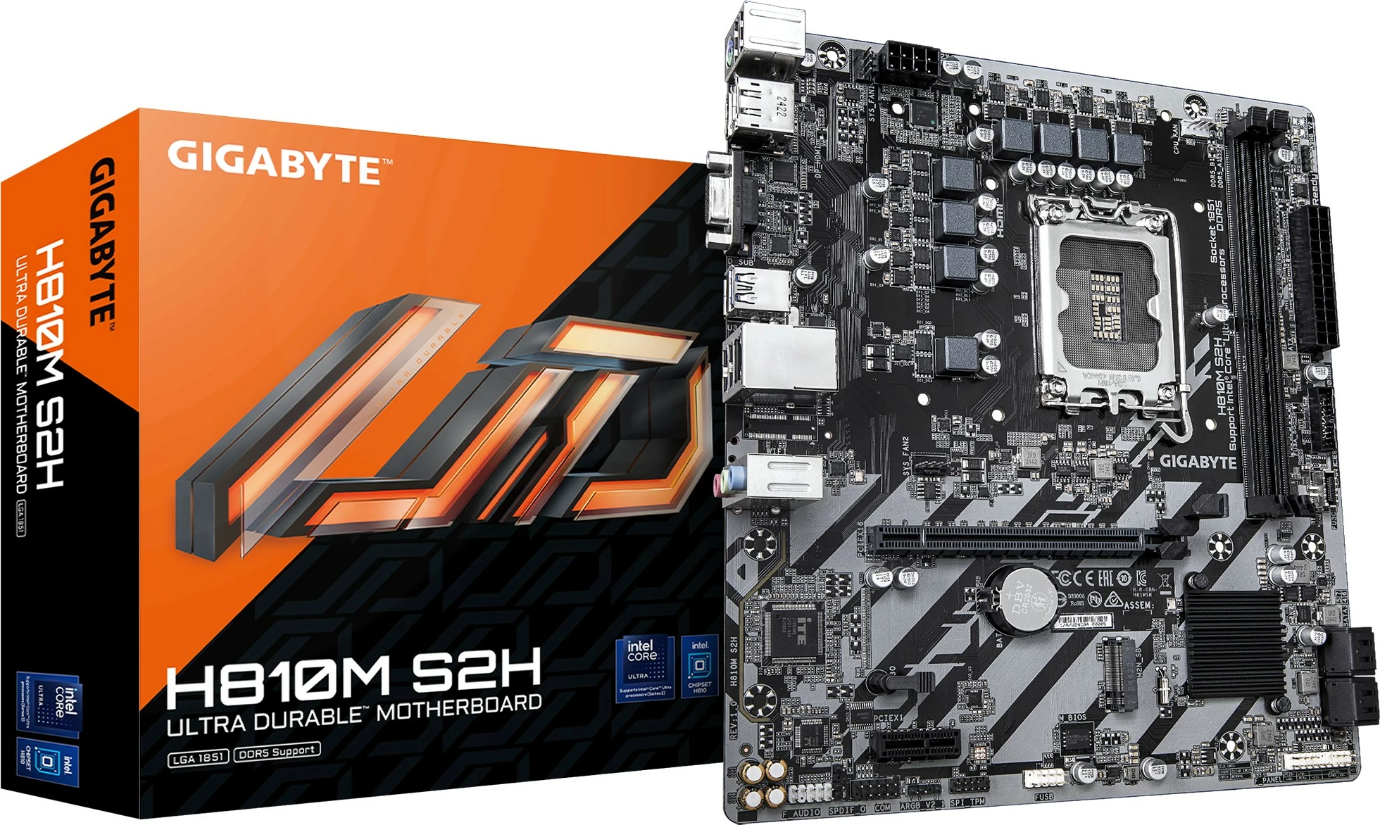 Pllakë amë Gigabyte H810M S2H, Intel Core Ultra (Series 2), DDR5, PCIe 4.0, 1GbE LAN