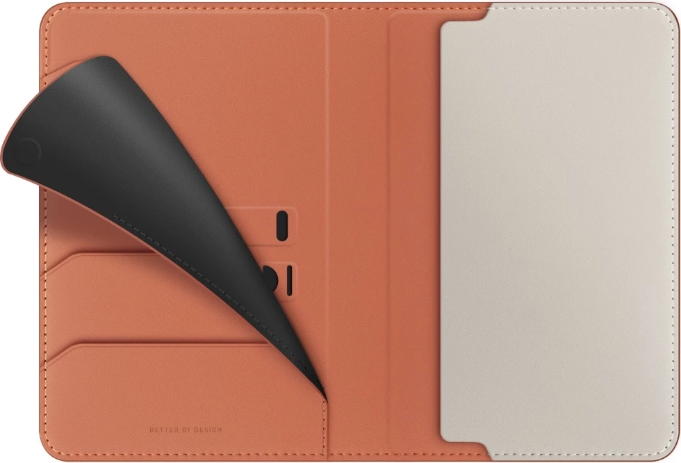 Mbështjellës pasaporte UNIQ Belmont me bllokim RFID, lëkurë vegane, Terrakotë/Ivory