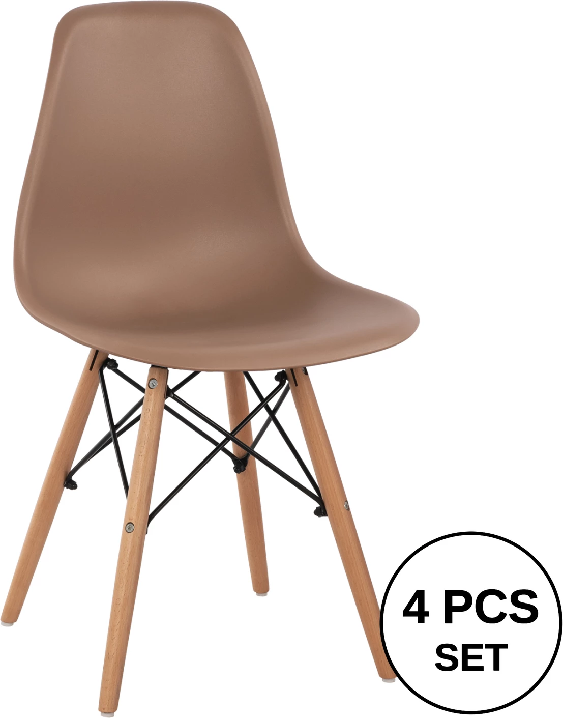 Karrige me këmbë druri dhe sedilje Twist PP Cappuccino FH8460.25 46x50x82 cm, set prej 4 copë