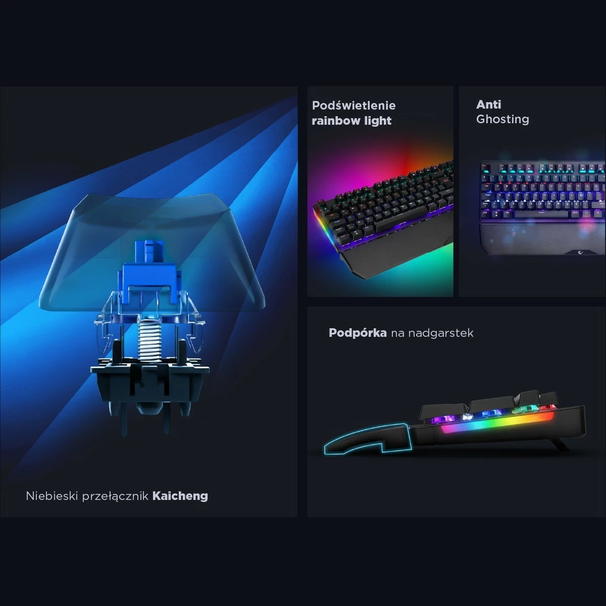 Tastierë mekanike Rampage KB-R86 UMBRA Blue Switch, e zezë