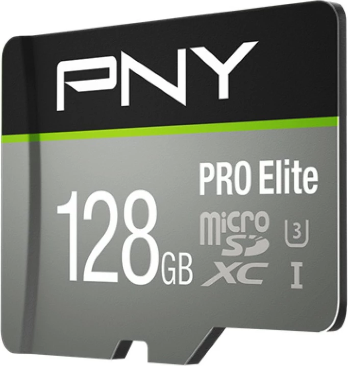 Kartelë memorie PNY PRO Elite 128GB microSDXC Class 10 UHS-I U3, zi/gri