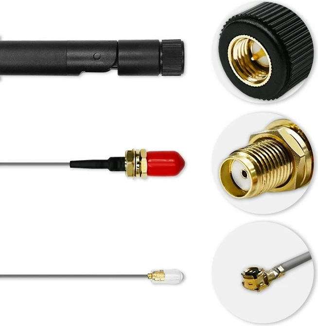 Antenë Wi-Fi Qoltec 57046, omnidireksionale, 5dBi, 2.4/5GHz, e zezë, set 2 copë