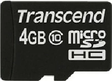 MicroSDHC kartelë Transcend 4GB, Class 10, 90MB/s, e zezë