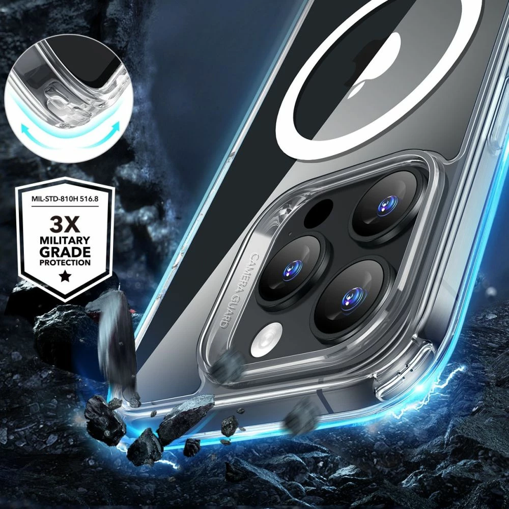 Mbështjellës ESR Classic Hybrid HaloLock me MagSafe + xham i temperuar për iPhone 16 Pro Max, Transparent