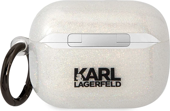 Mbështjellës Karl Lagerfeld KLAPHNKCTGT për AirPods Pro, transparent me shkëlqim, me unazë
