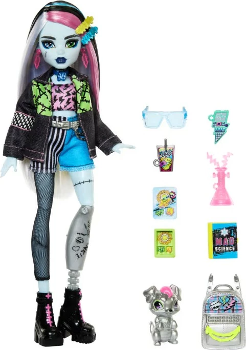 Kukull Monster High Mattel Frankie Stein me aksesorë, HXH73