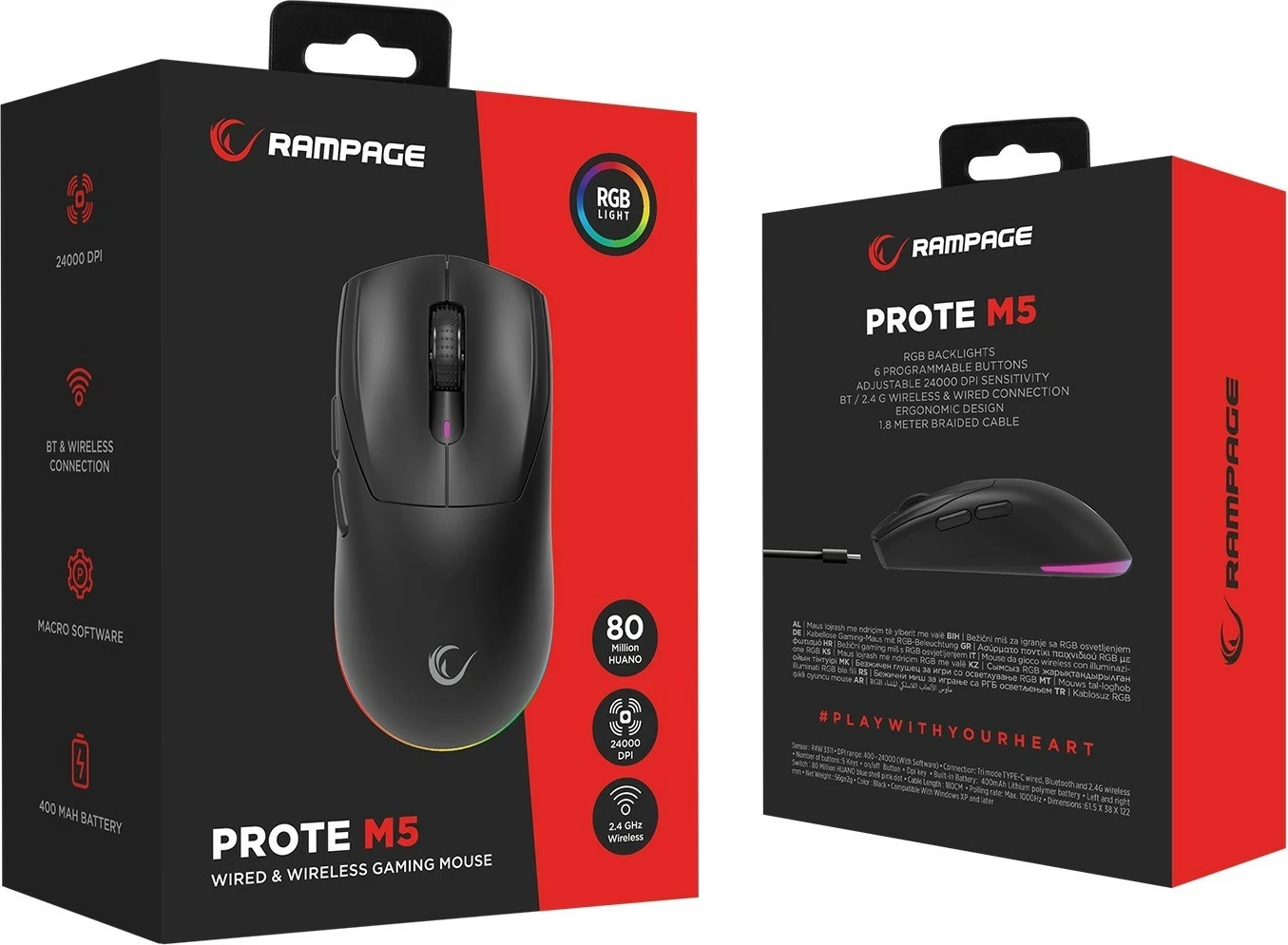 Maus Rampage Prote M5, 24000 DPI, RGB LED, 1kHz, i zi