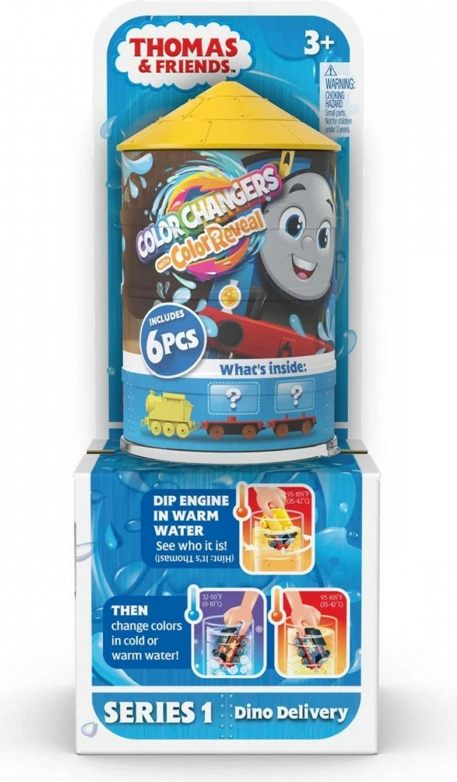 Set trenash Fisher Price Thomas & Friends Color Reveal, HNP80/HPH36, me 1 lokomotivë, 2 vagona, shumëngjyrësh