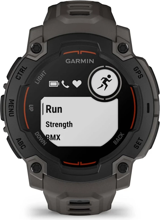 Smartwatch Garmin Instinct® E, Black with Charcoal Silicone Strap, 45 mm