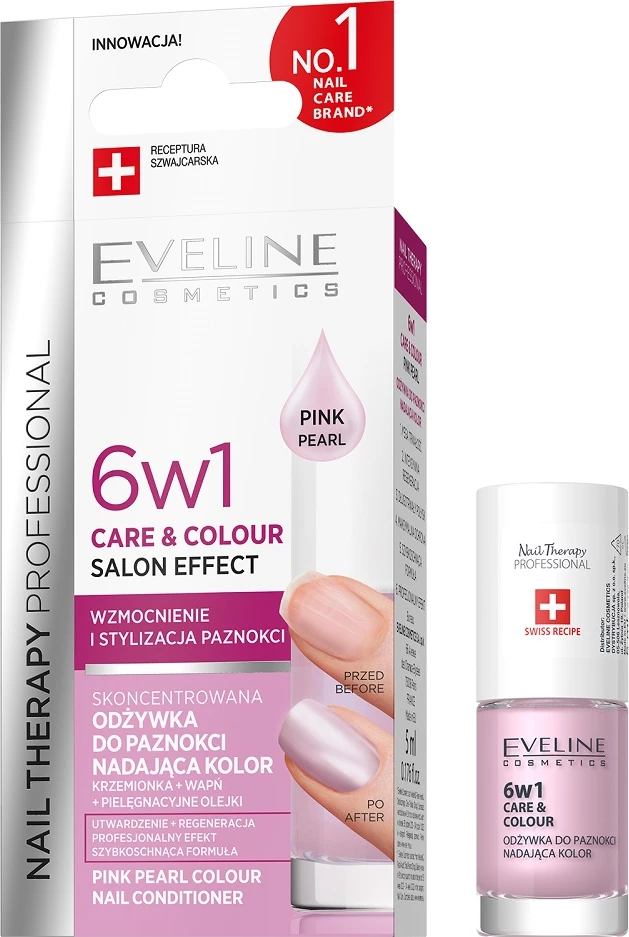 Kondicioner për thonj me ngjyrë Eveline Cosmetics Nail Therapy Professional 6w1 Care & Colour për femra Pink Pearl 5ml