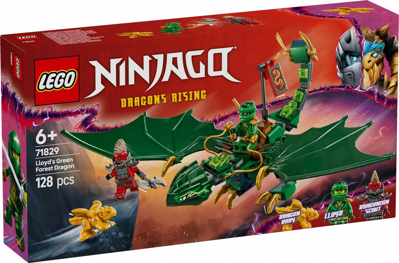Set LEGO Ninjago 71829, Green Forest Dragon Lloyd, 128 pjesë