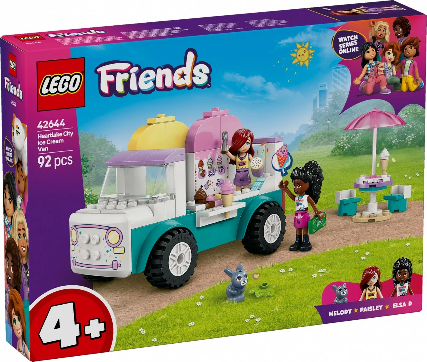 Set lodrash LEGO Friends Heartlake City Ice Cream Van 42644, 92 pjesë, për fëmijë, shumëngjyrësh