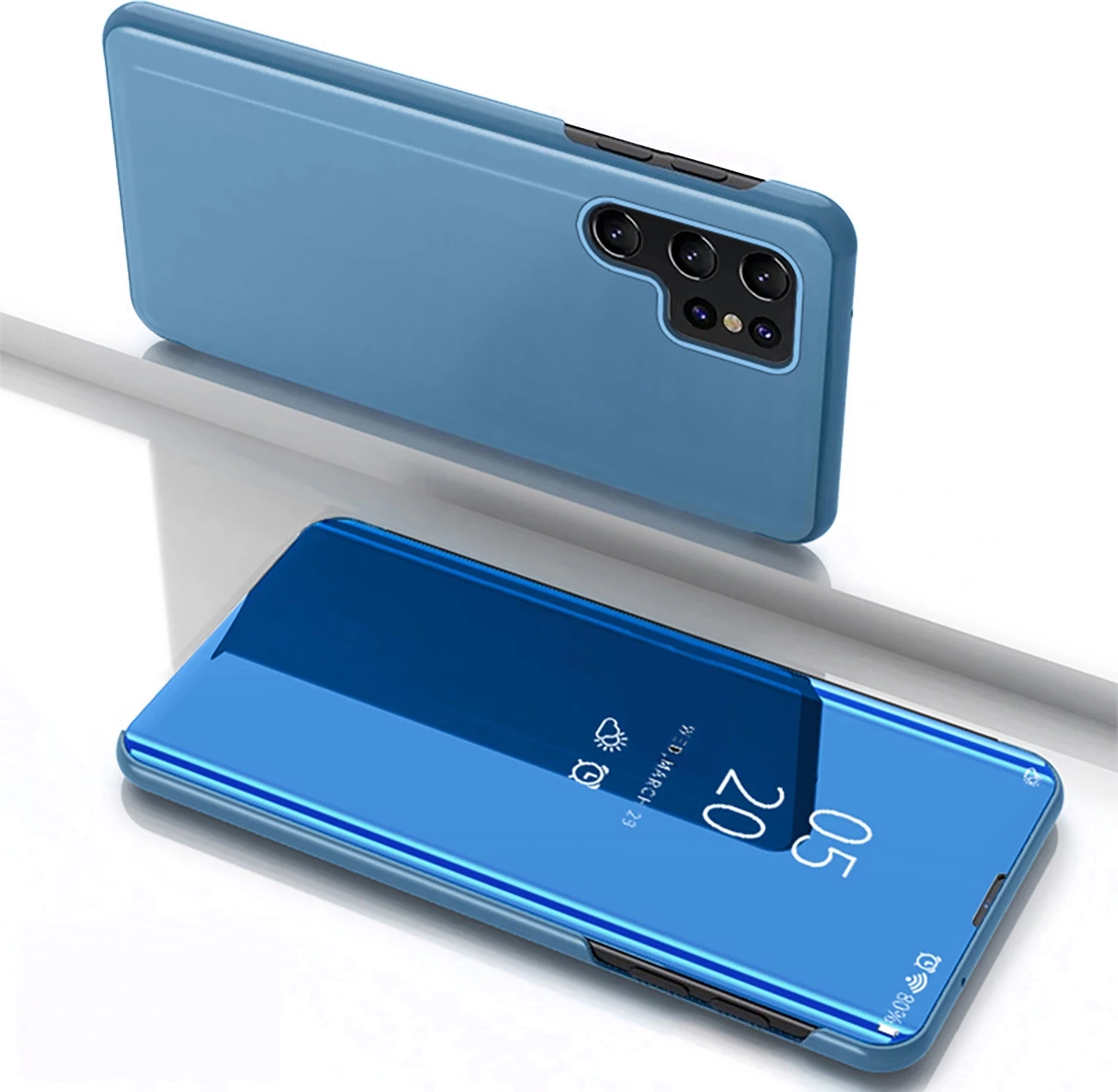 Mbështjellës Hurtel për Samsung Galaxy S25 Ultra, Clear View Flip, Kaltër