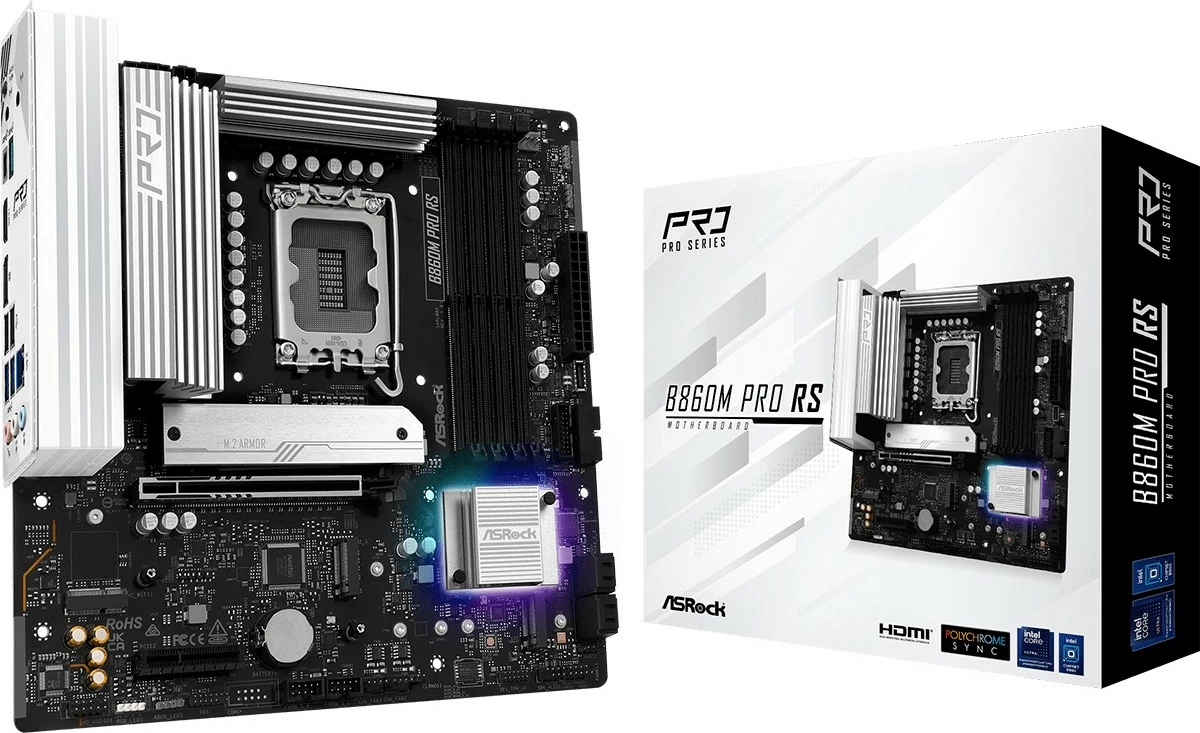 Pllakë amë ASRock B860M Pro RS, Intel, LGA 1851, DDR5-SDRAM, micro ATX