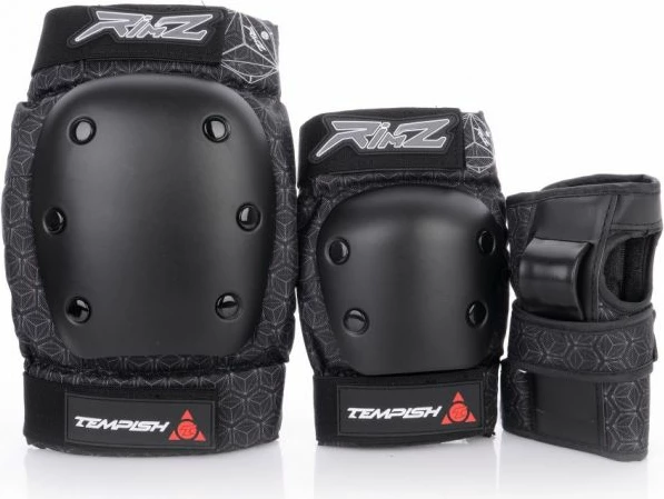 Set mbrojtësesh Tempish për skate, unisex, të zeza