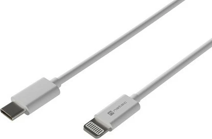 Kabllo Natec NKA-2150 USB-C në Lightning, 1m, Bardhë