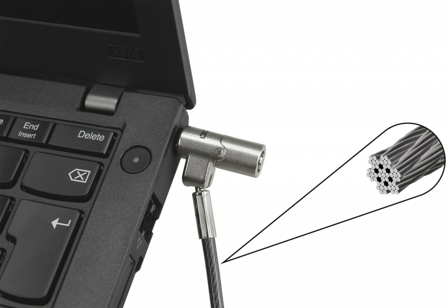 Kabllo sigurie DICOTA Nano Ultra Slim, 2 m, me kyç, E zezë/Argjend