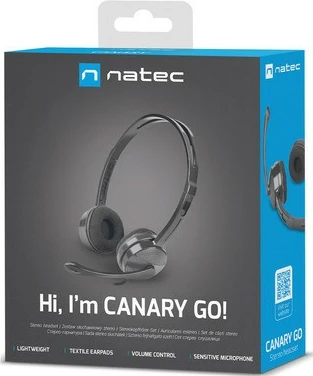 Kufje Natec Canary Go me mikrofon, NSL-1665, Stereo, 3.5 mm, të zeza