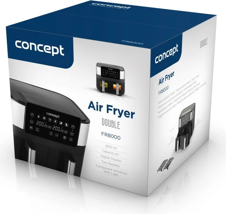 Fritezë me ajër Concept FR8000, 8L, dy kosha, e zezë/inox
