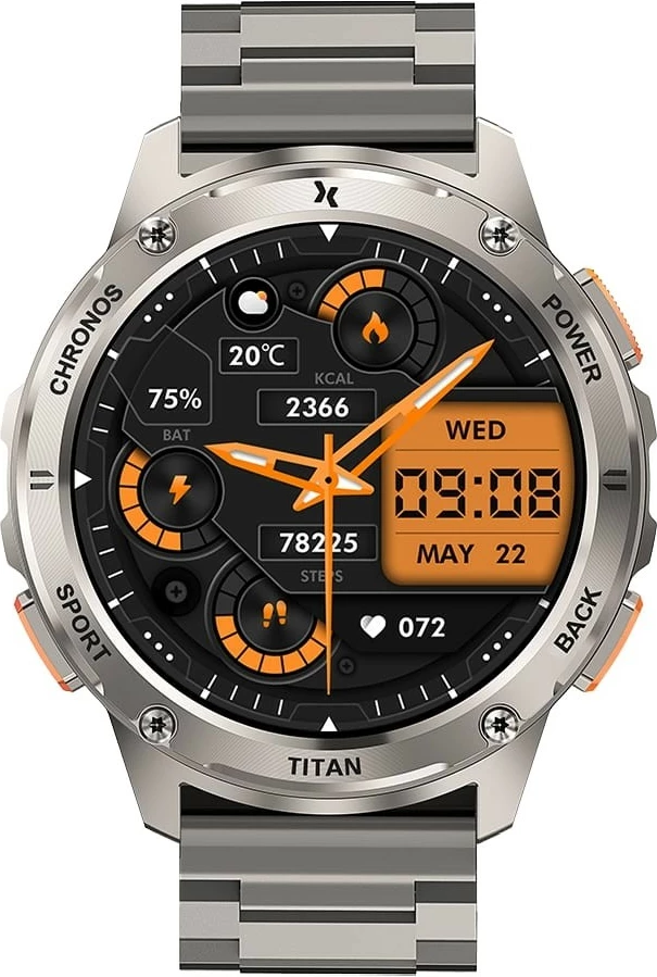 Smartwatch Maxcom FW110 Titan Chronos, Silver, 1.43'' AMOLED, 450 mAh