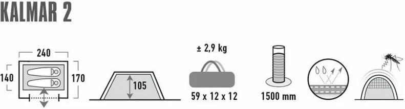 Tenda për kamping High Peak Kalmar 2, për dy persona, blu