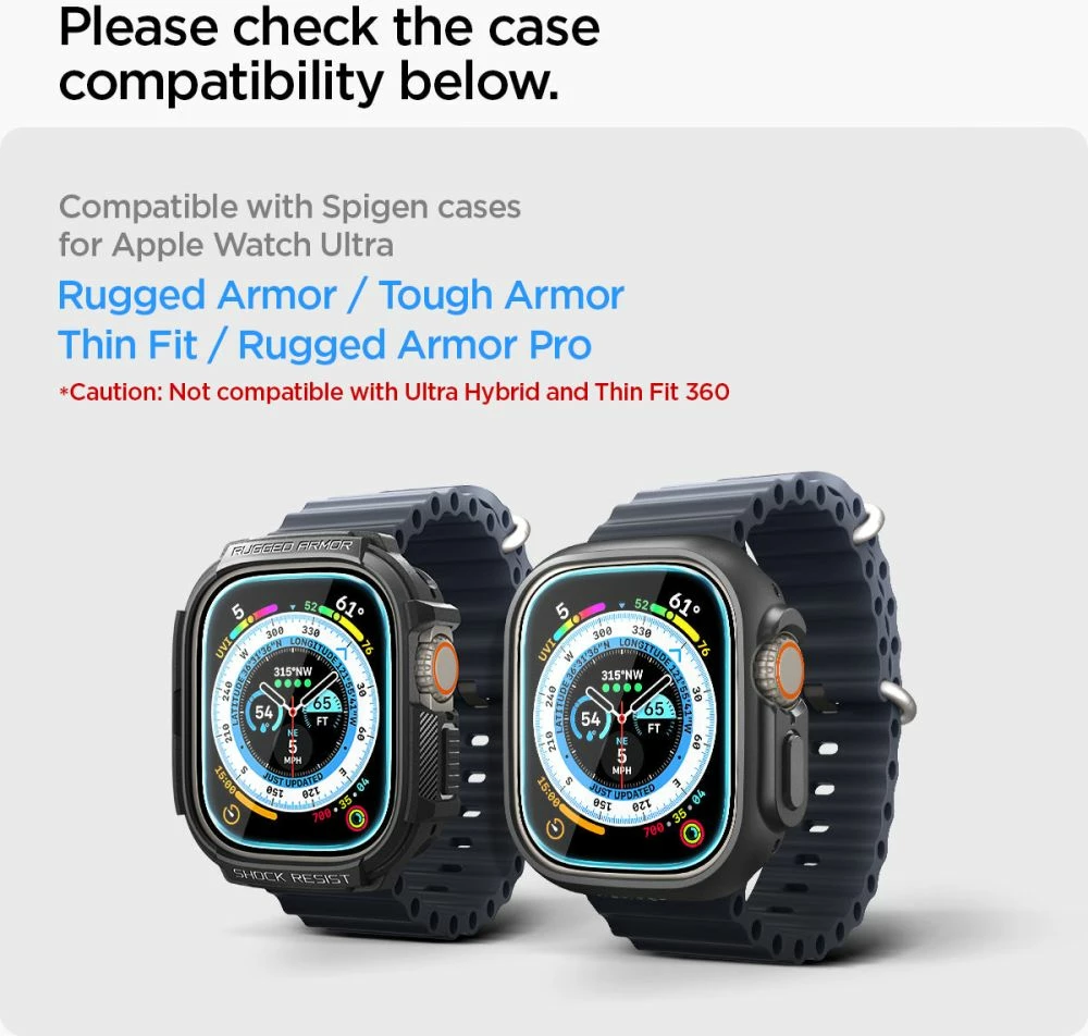 Xham i temperuar Spigen Glas.tR EZ Fit për Apple Watch Ultra / Ultra 2, 49 mm, 2 copë