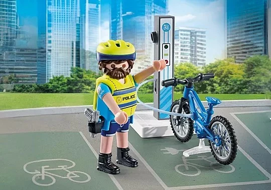 Set lodrash Playmobil Action Heroes 71732, patrulla policie me biçikletë elektrike, 15 pjesë