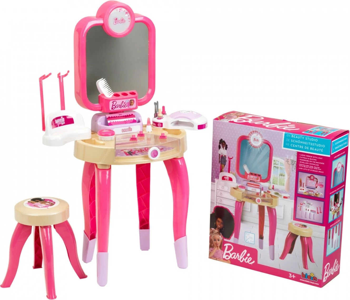 Set tavolinë grimi Barbie Klein 5721 me tharëse thonjsh, rozë