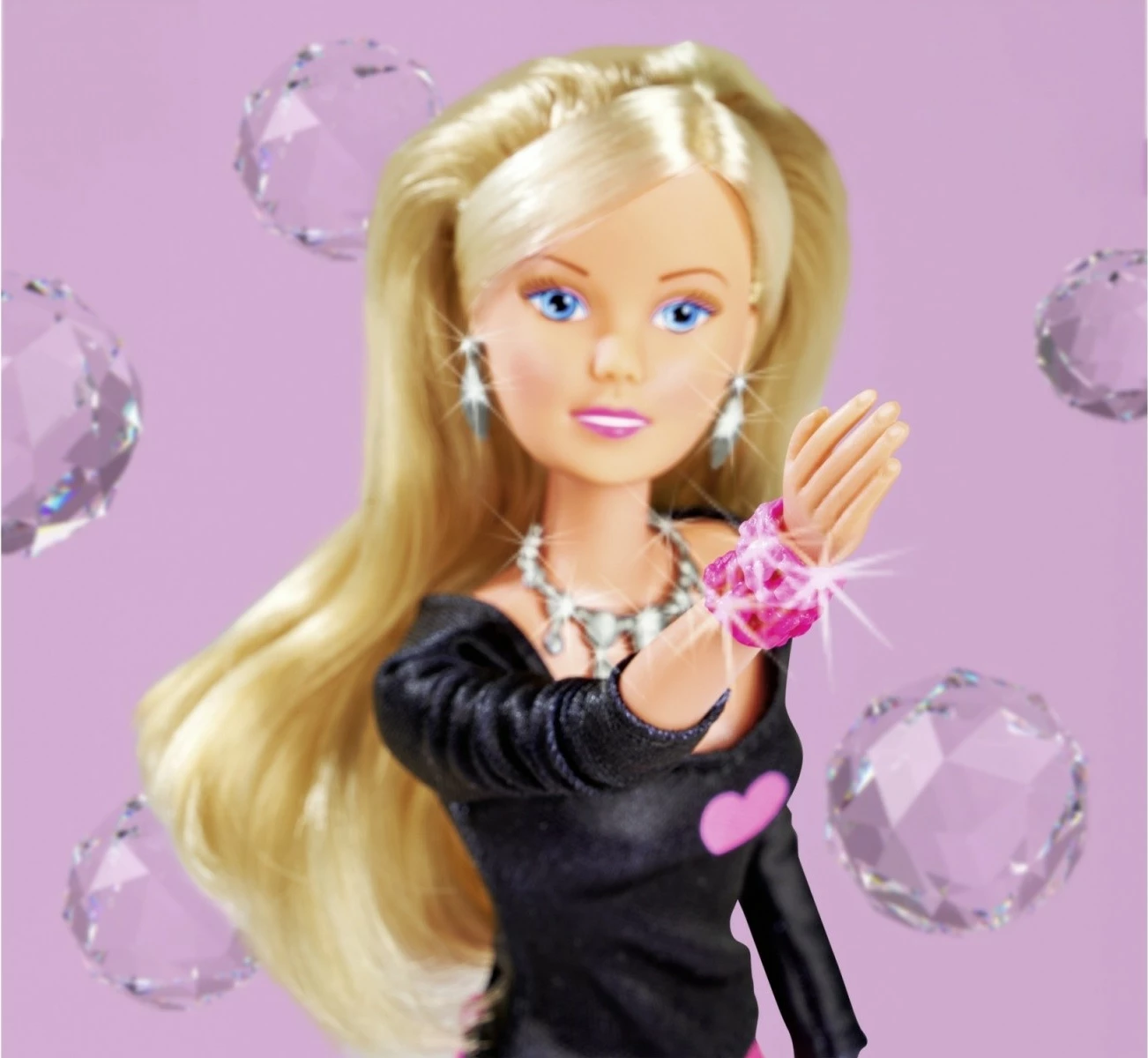 Kukull mode Steffi Love, Simba, 29 cm, me aksesorë bizhuterish, Rozë