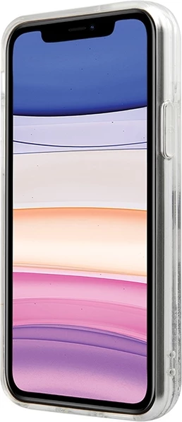 Mbështjellës Hello Kitty Liquid Glitter Charms Kitty Head për iPhone 11/XR, Argjend