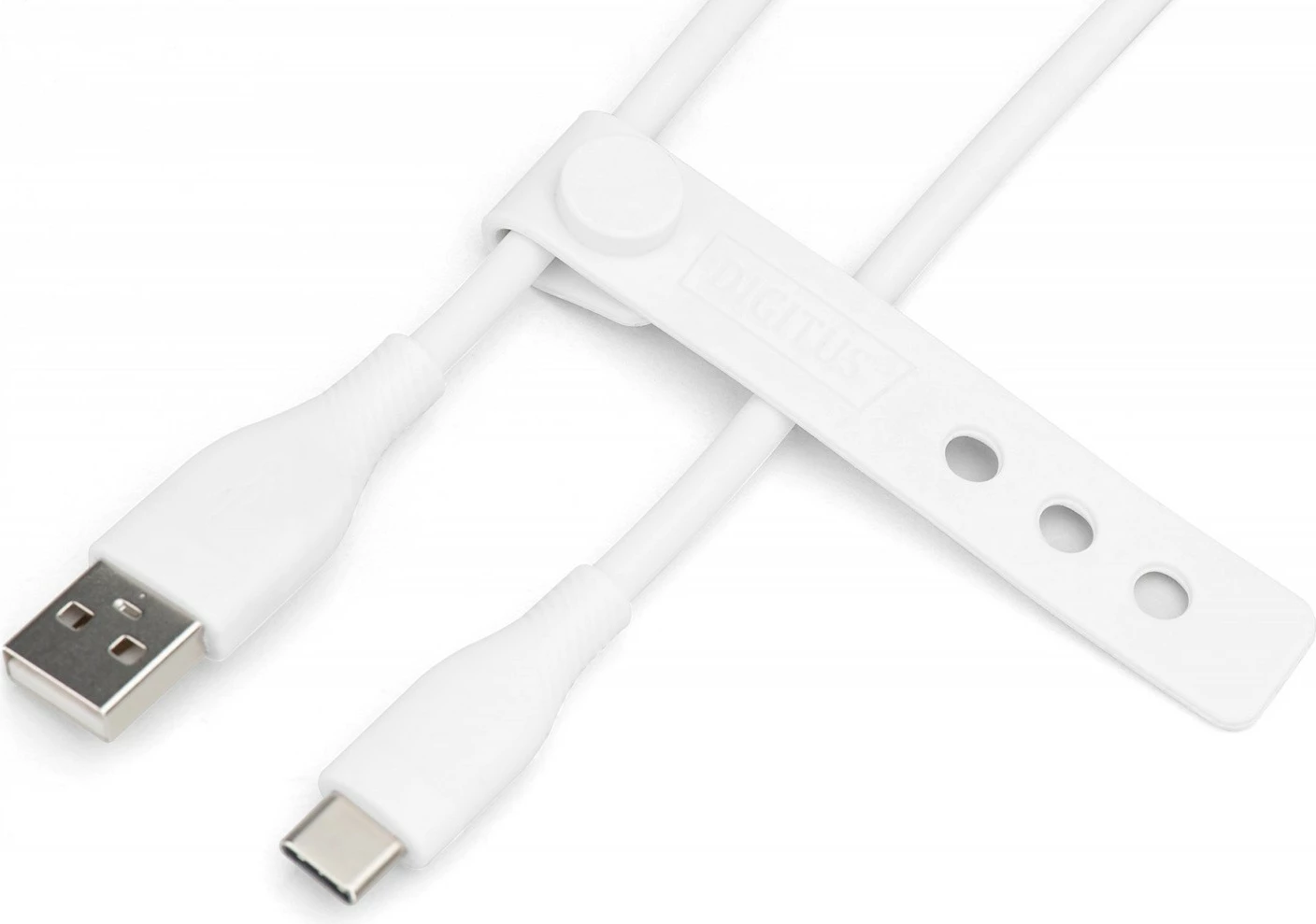 Kabllo silikon Digitus AK-300340-005-W, USB-A në USB-C, 0.5m, Bardhë