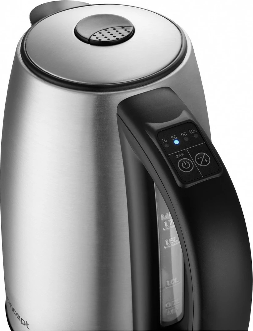 Ibrik elektrik Concept RK3350 me kontroll temperature, 1.7L, argjend