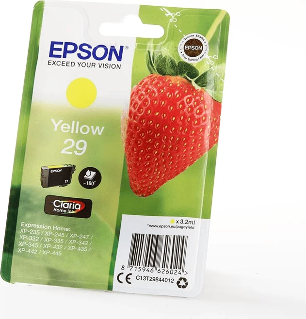 Fishek boje, Epson 29 C13T29844012, 3.2 ml, rendiment 180 faqe, verdhë