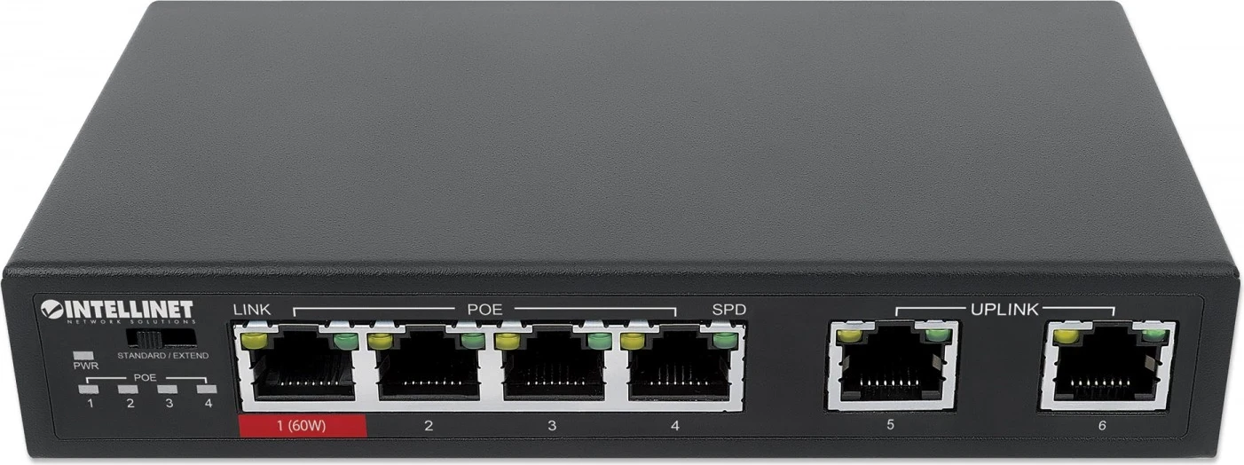 Switch Ethernet Intellinet 561686, 6x RJ45, 3xPoE dhe 1x PoE me Fuqi të Lartë