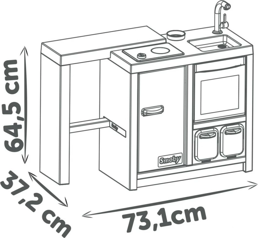 Set lodrash kuzhine Smoby Kitchen Island, plastikë, shumëngjyrëshe, me 23 aksesorë