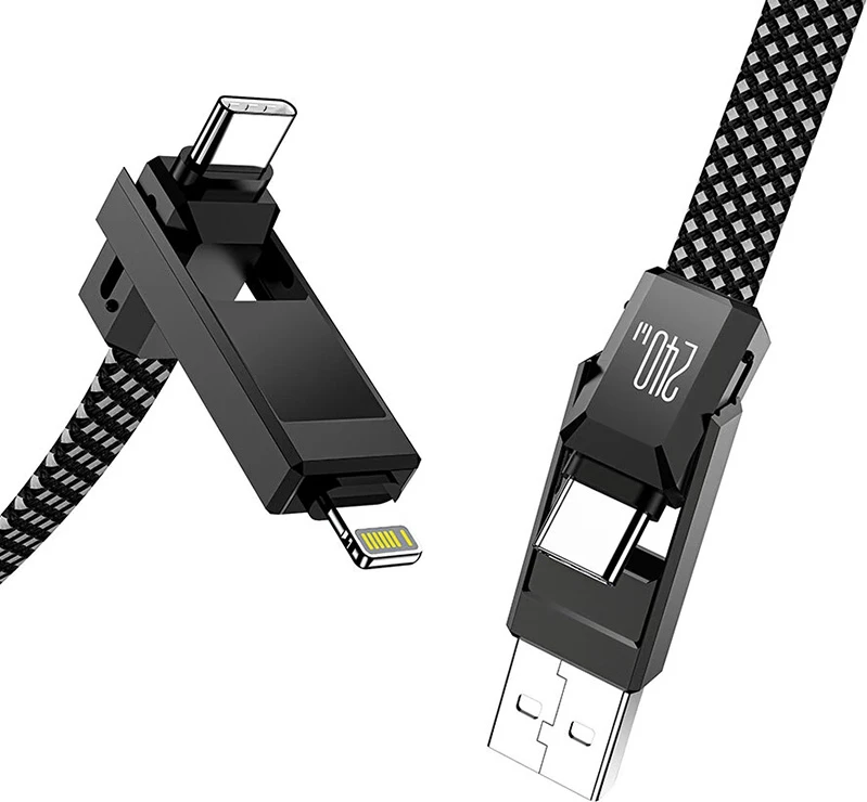 Kabllo 4-në-1 BlitzWolf BW-HDC7, 1.2m, 240W, USB-A/USB-C/Lightning, e zezë