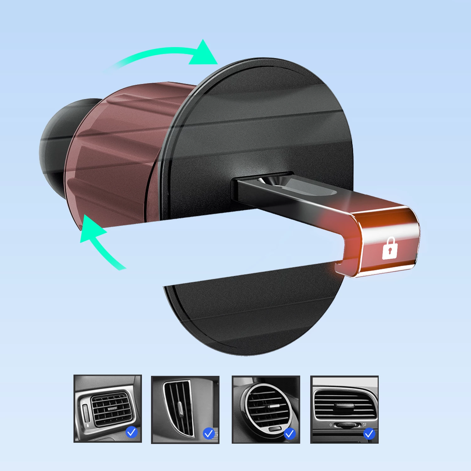 Mbajtës celulari Dudao F2+, për grilë ajri, kapje automatike, i zi