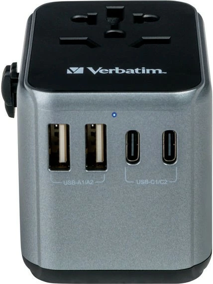 Adapter udhëtimi Verbatim UTA-03, 30W PD, 3x USB-C, 2x USB-A, i zi/gri