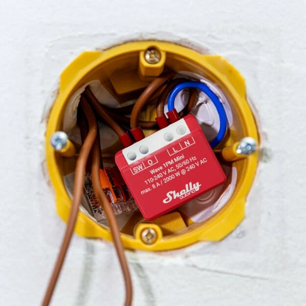 Smart switch Shelly Qubino Wave 1PM Mini, Wireless, 25 dBmW, 868.4 MHz, e kuqe