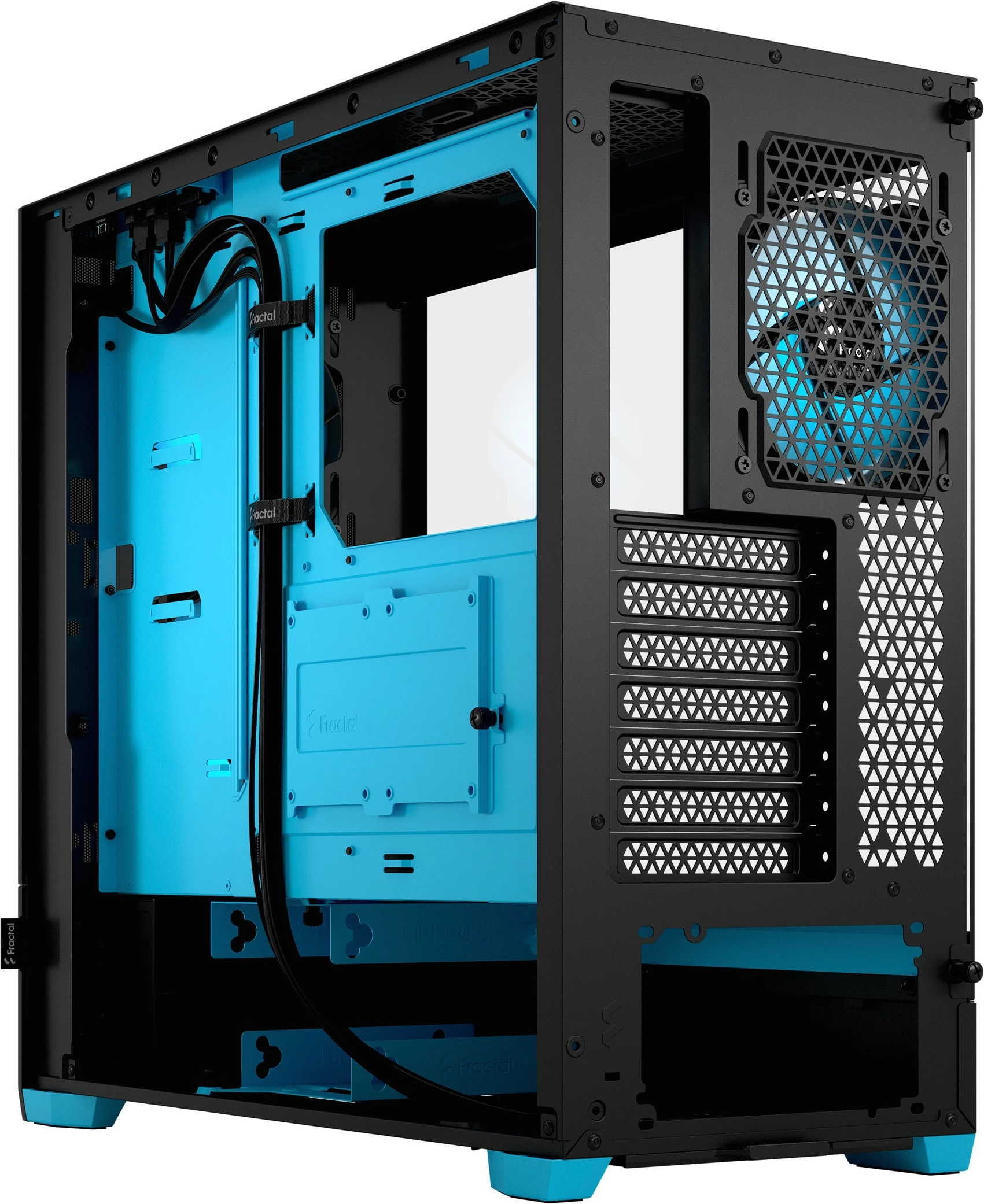 Kasë Fractal Design Pop Air RGB Cyan Core TG Clear Tint, Tower, RGB, xham i temperuar, e zezë/cyan