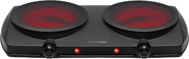 Shporet elektrik me dy pllaka, Concept VE3060, 2500 W, pllaka qeramike 19.2 cm, rregullim temperature, i zi