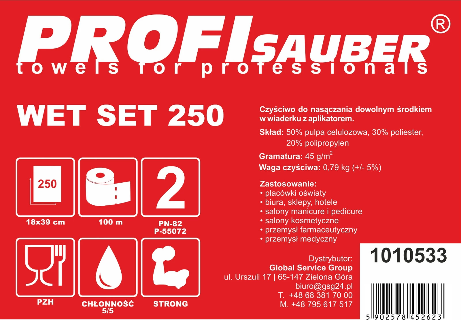 Set letrash të lagura Profi Sauber WET SET 250 me kovë dhe dozator, 256 copë